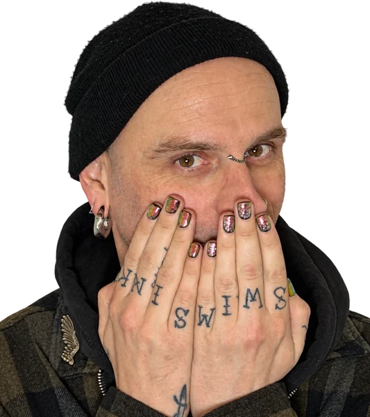 Client with French-tip nails
