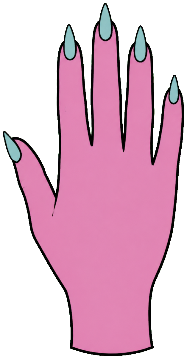 Hand-drawn Miss Jay's hand with teal nails